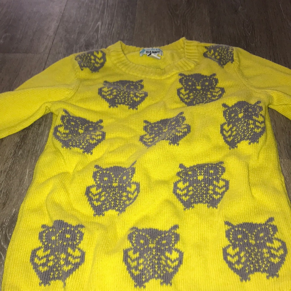 Girls owl sweater mustered yellow